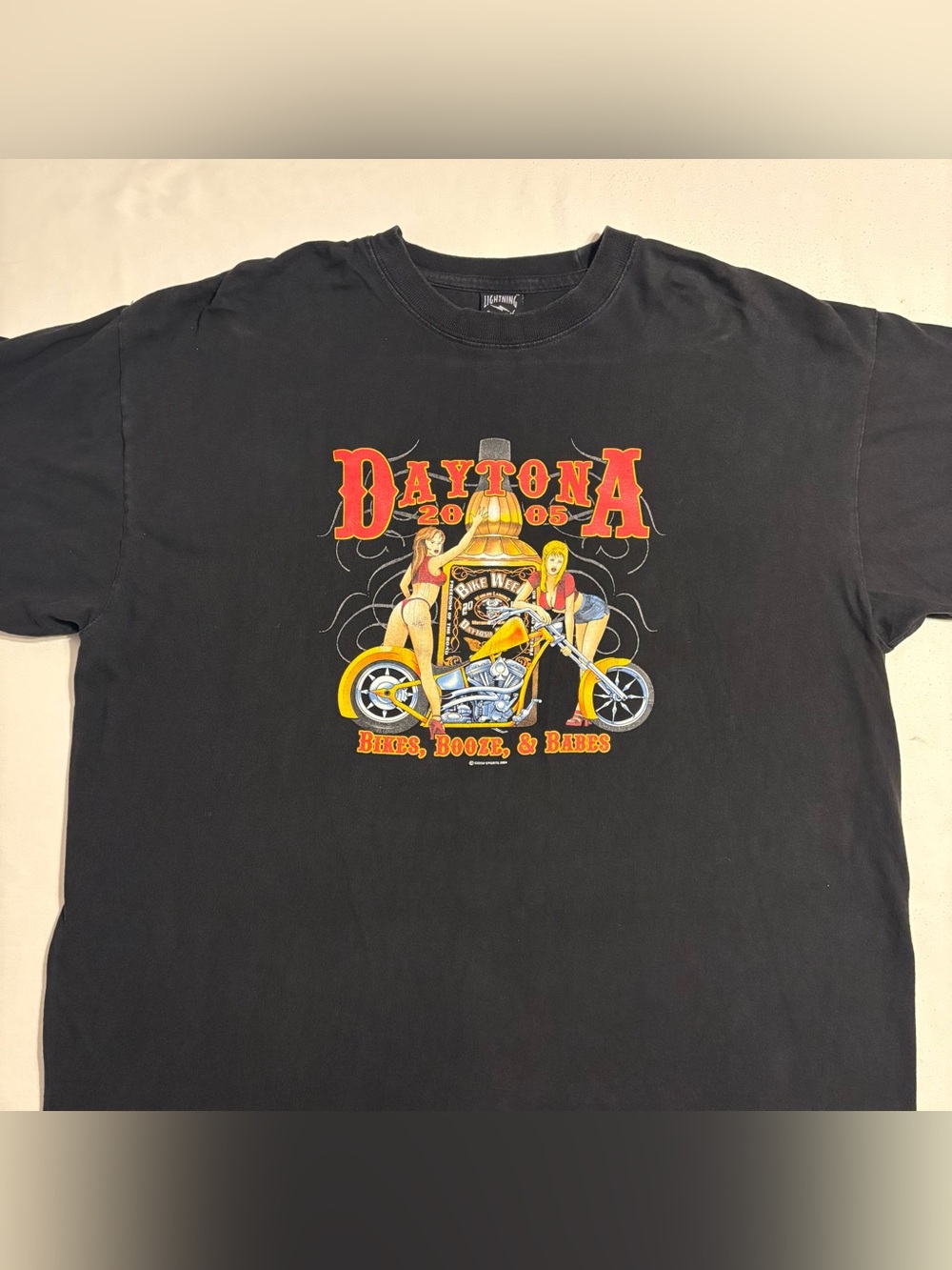 Vintage Daytona Bike Week Double Sided Graphic Tee- " Bikes, Booze, & Babes"